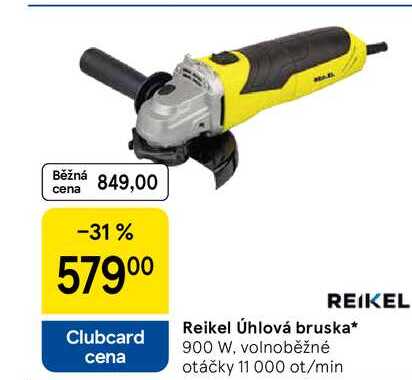 Reikel Úhlová bruska, 900 W, volnoběžné otáčky 11 000 ot/min 