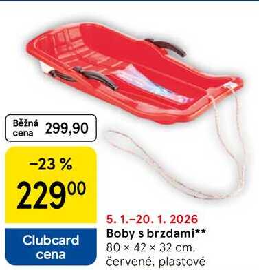 Boby s brzdami, 80 × 42 × 32 cm. červené, plastové
