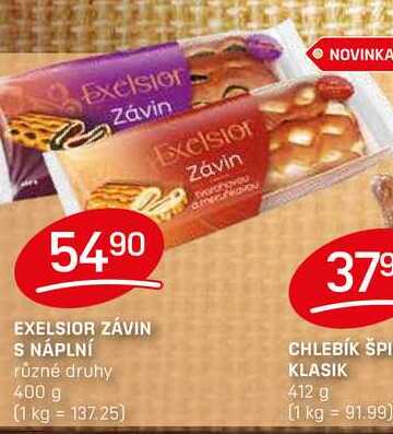 EXELSIOR ZÁVIN S NÁPLNÍ různé druhy 400 g