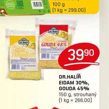 DR.HALÍŘ EIDAM 30%, GOUDA 45% 150 g, strouhaný