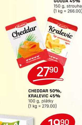 CHEDDAR 50%, KRALEVIC 45% 100g, plátky 