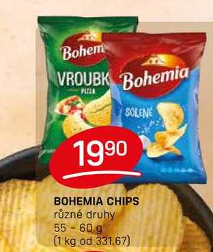 BOHEMIA CHIPS různé druhy 55-60 g 