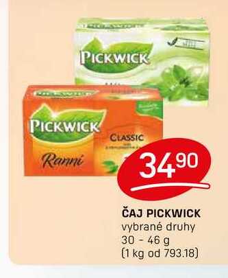 ČAJ PICKWICK vybrané druhy 30-46 g