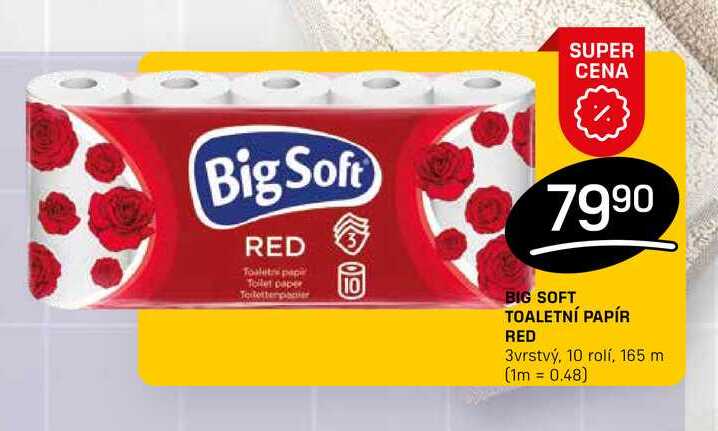 BIG SOFT TOALETNÍ PAPÍR RED 3vrstvý, 10 rolí 