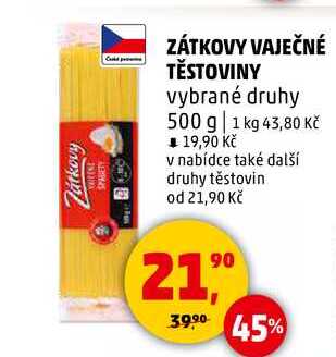 ZÁTKOVY VAJEČNÉ TĚSTOVINY, 500 g 