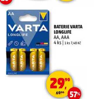 BATERIE VARTA LONGLIFE AA, AAA, 4 ks 