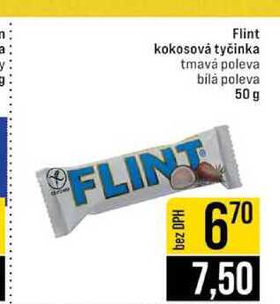 Flint kokosová tyčinka tmavá poleva bílá poleva 50 g 