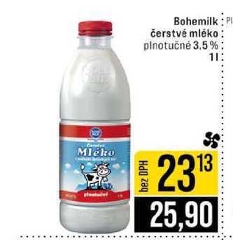 Bohemilk čerstvé mléko plnotučné 3,5% 1l