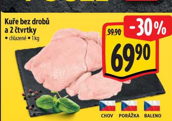 Kuře bez drobů a 2 čtvrtky 1 kg