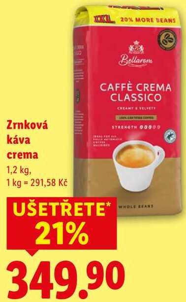 Zrnková káva crema, 1,2 kg