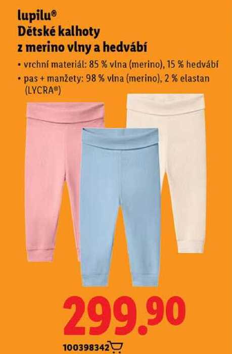 lupilu Dětské kalhoty z merino vlny a hedvábí 