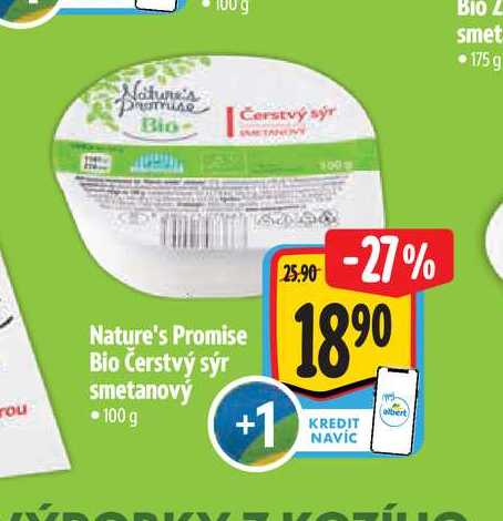   Nature's Promise Bio Čerstvý sýr smetanový 100g  