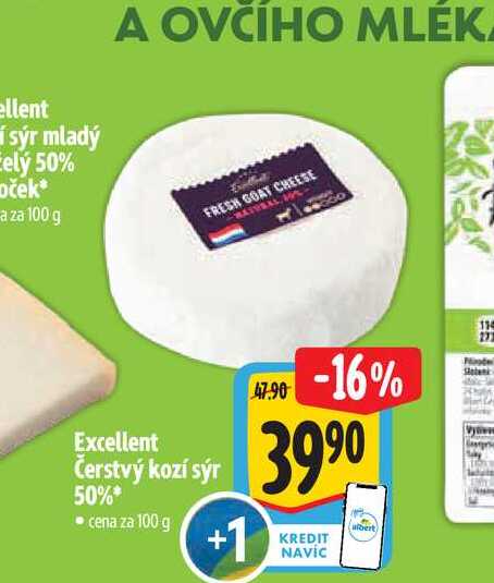   Excellent Čerstvý kozí sýr 50% 100 g 