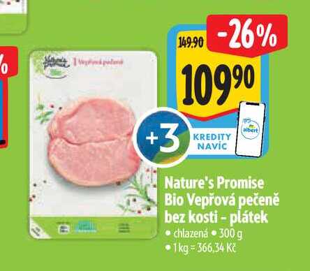  Nature's Promise Bio Vepřová pečeně bez kosti - plátek 300 g