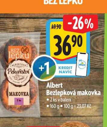 Albert Bezlepková makovka 2 ks v balení 160 g