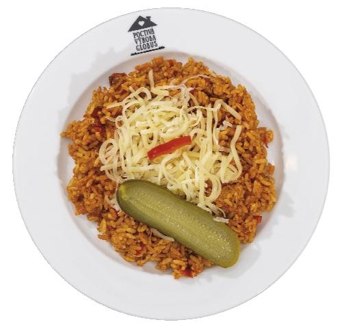 Srbské kuřecí rizoto se sýrem a okurkou