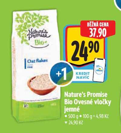  ) Nature's Promise Bio Ovesné vločky jemné 500 g  