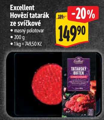 Excellent Hovězí tatarák ze svíčkové, 220 g