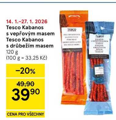 Tesco Kabanos s vepřovým masem, 120 g