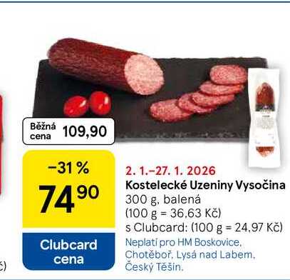 Kostelecké Uzeniny Vysočina, 300 g, balená  