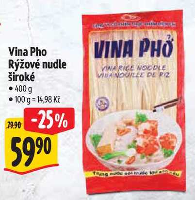 Vina Pho Rýžové nudle široké, 400 g