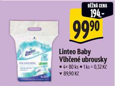 Linteo Baby Vlhčené ubrousky, 4x 80 ks 