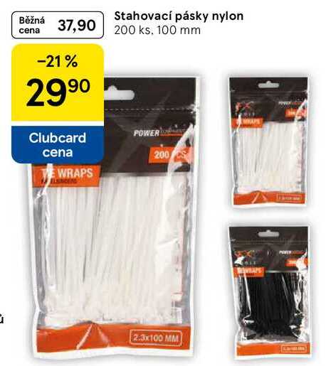 Stahovací pásky nylon 200 ks. 100 mm
