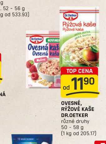 OVESNÉ, RÝŽOVÉ KAŠE DR.OETKER různé druhy 50-58 g