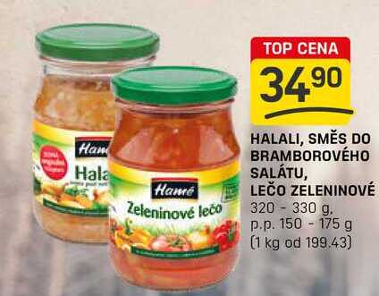 HALALI, SMĚS DO BRAMBOROVÉHO SALÁTU, LEČO ZELENINOVÉ 320-330 g. p.p. 150-175 g