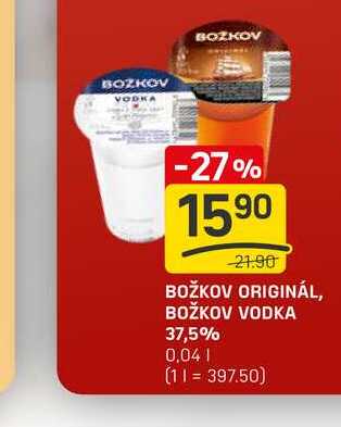 BOŽKOV ORIGINÁL, BOŽKOV VODKA 37,5% 0,04l