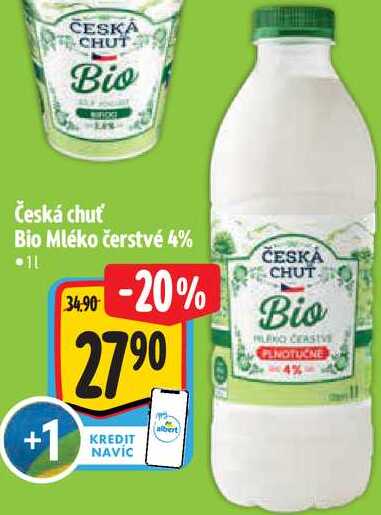 Česká chuť Bio Mléko čerstvé 4%, 1 l
