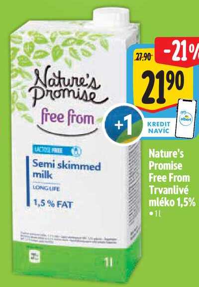 Nature's Promise Free From Trvanlivé mléko 1,5%, 1 l