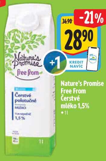 Nature's Promise Free From Čerstvé polotučné mléko 1,5%, 1 l