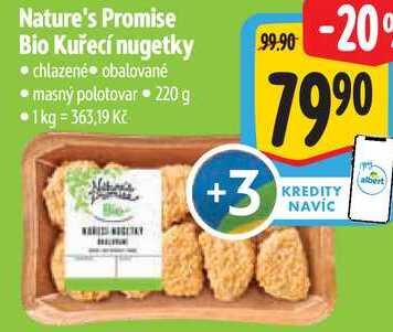 Nature's Promise Bio Kuřecí nugetky, 220 g