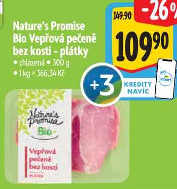Nature's Promise Bio Vepřová pečeně bez kosti - plátky, 300 g
