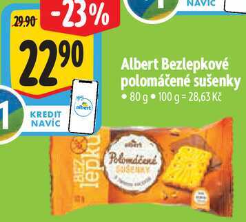 Albert Bezlepkové polomáčené sušenky, 80 g