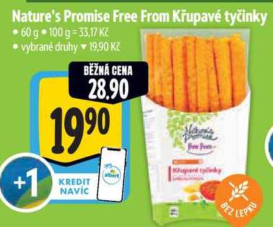 Nature's Promise Free From Křupavé tyčinky, 60 g 