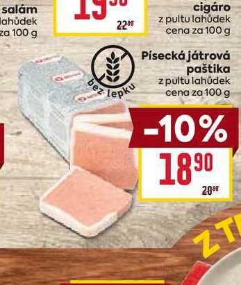 Písecká játrová paštika z pultu lahůdek cena za 100 g 