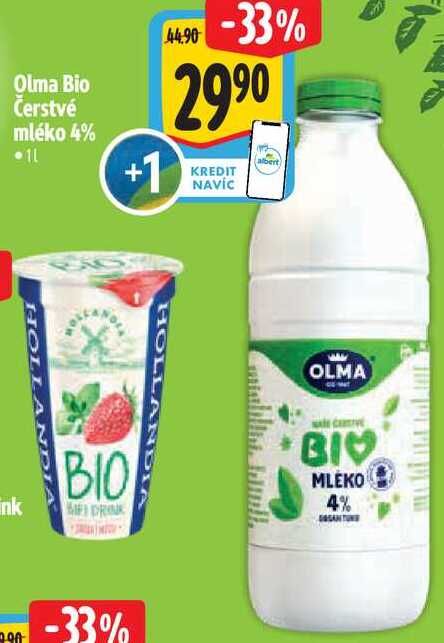 Olma Bio Čerstvé mléko 4%, 1 l