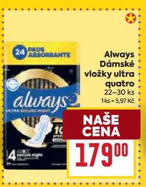 Always Dámské vložky ultra quatro 22-30 ks