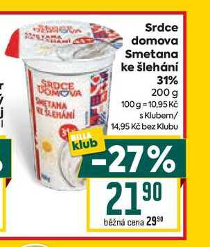 Srdce domova Smetana ke šlehání 31% 200 g