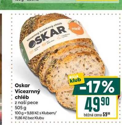 Oskar Vícezrnný chléb z naší pece 505 g 