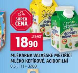 MLÉKÁRNA VALAŠSKÉ MEZIŘÍČÍ MLÉKO KEFÍROVÉ, ACIDOFILNÍ 0,5l