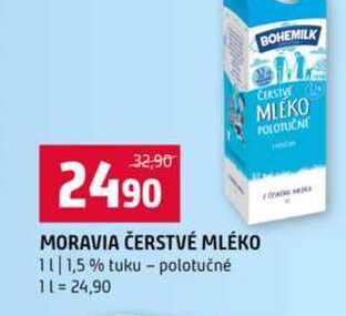 MORAVIA ČERSTVÉ MLÉKO 1l 1,5% tuku polotučné
