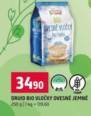 DRUID BIO VLOČKY OVESNÉ JEMNÉ 250 g 