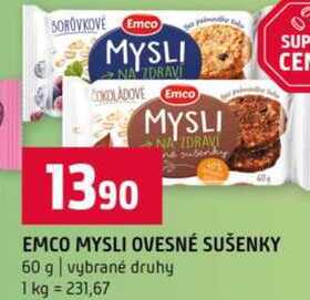 EMCO MYSLI OVESNÉ SUŠENKY 60 g vybrané druhy