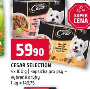 CESAR SELECTION 4x 100 g kapsička pro psy vybrané druhy