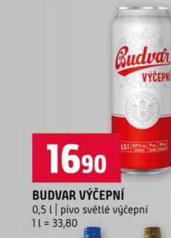 BUDVAR VÝČEPNÍ 0,5l pivo světlé výčepní 