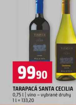 TARAPACÁ SANTA CECILIA 0,75l vino vybrané druhy 