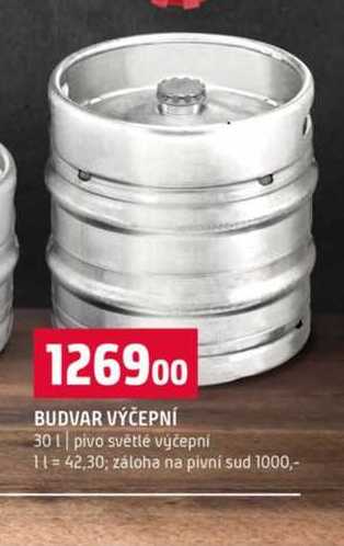 BUDVAR VÝČEPNÍ 30l pivo světlé výčepní